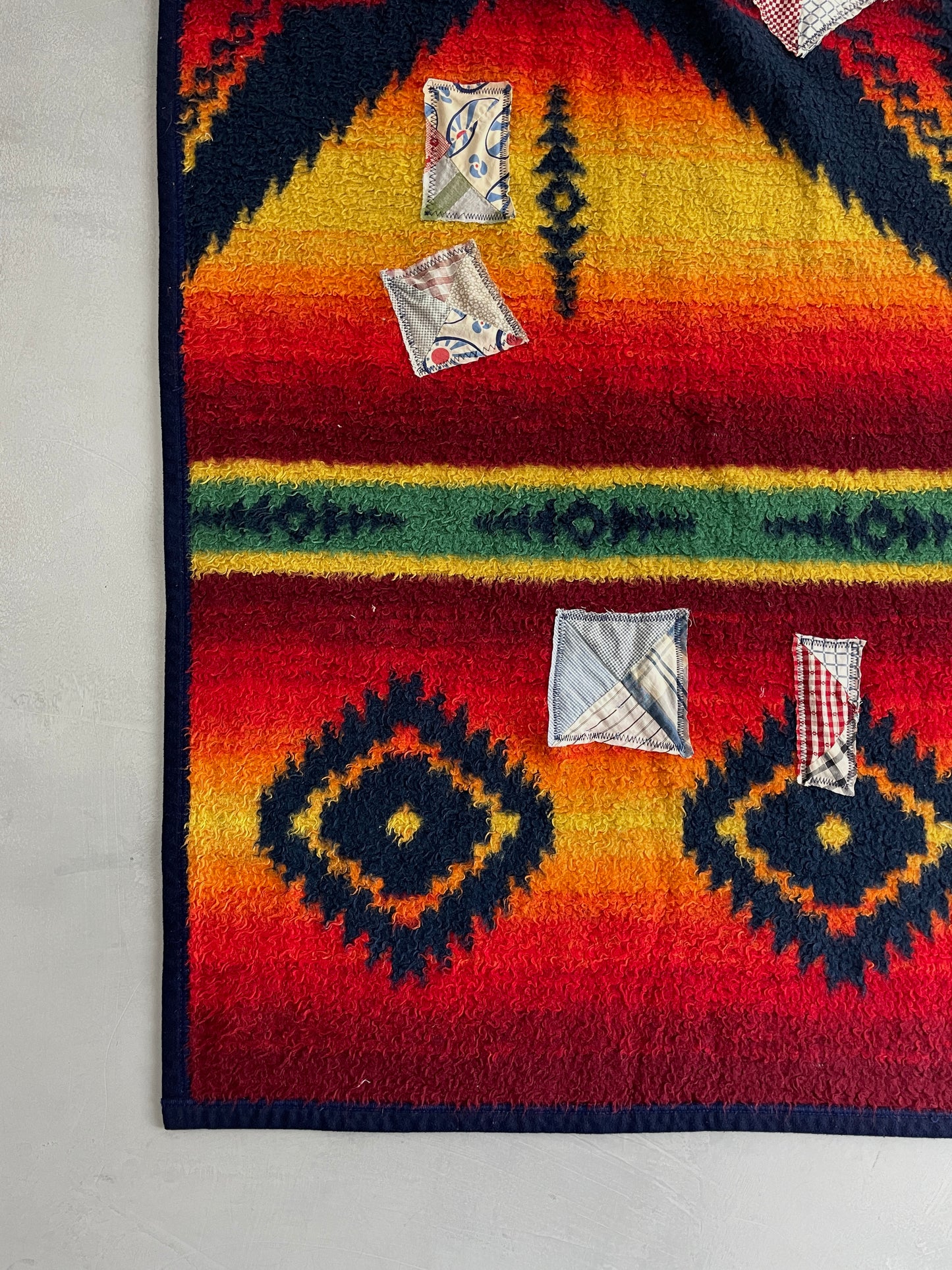 Pendleton Style Blanket w Antique Quilt Repairs