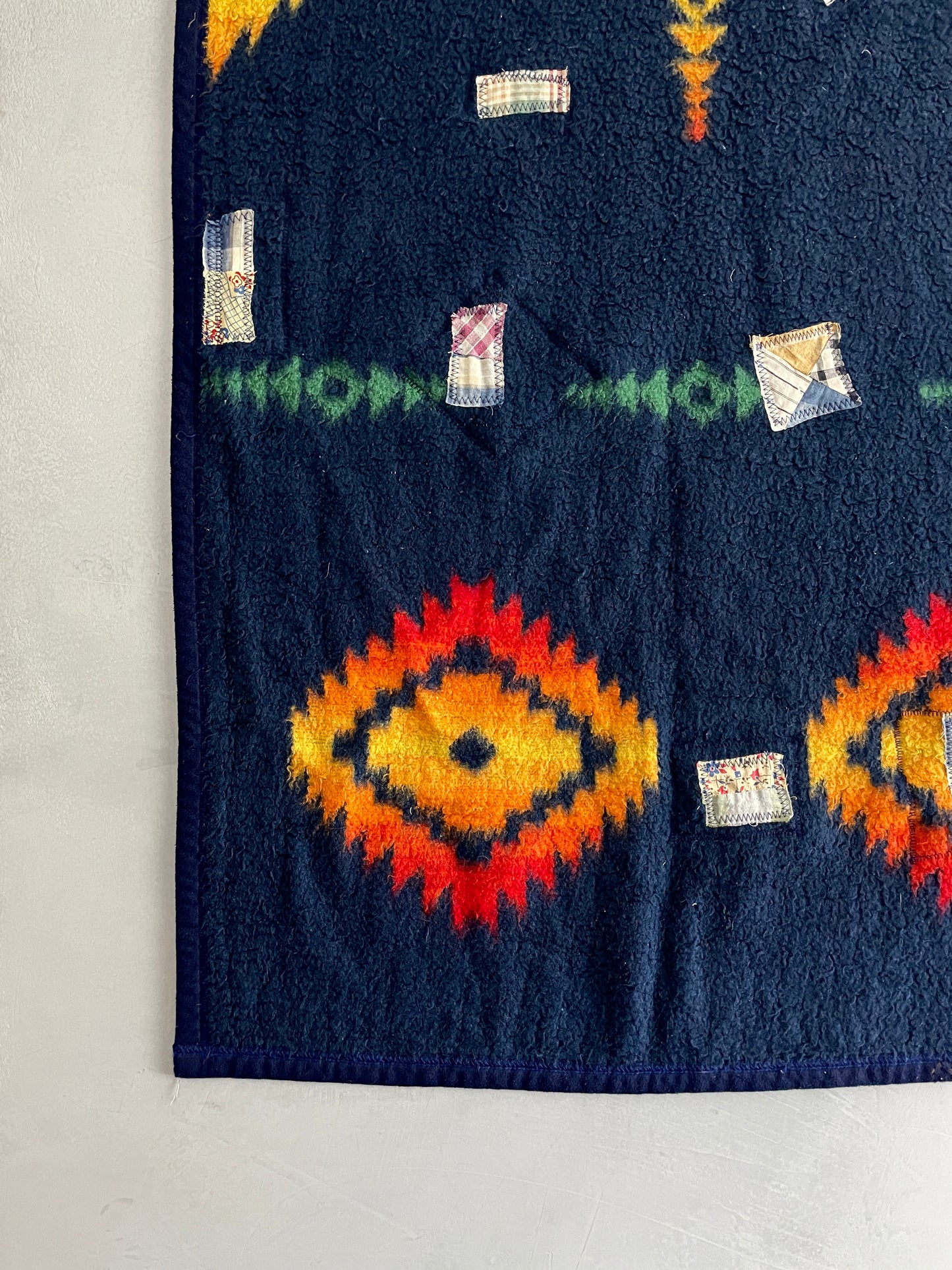 Pendleton Style Blanket w Antique Quilt Repairs