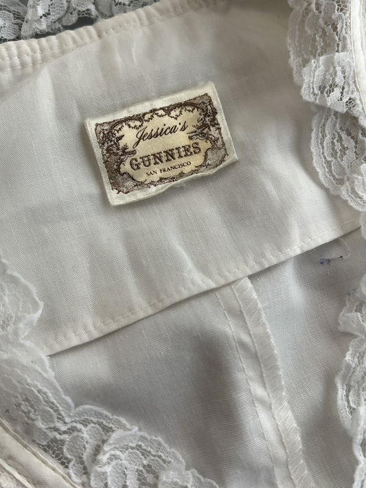 1970's Gunnies By Gunnie Sax Lace Blouse [Women's S]