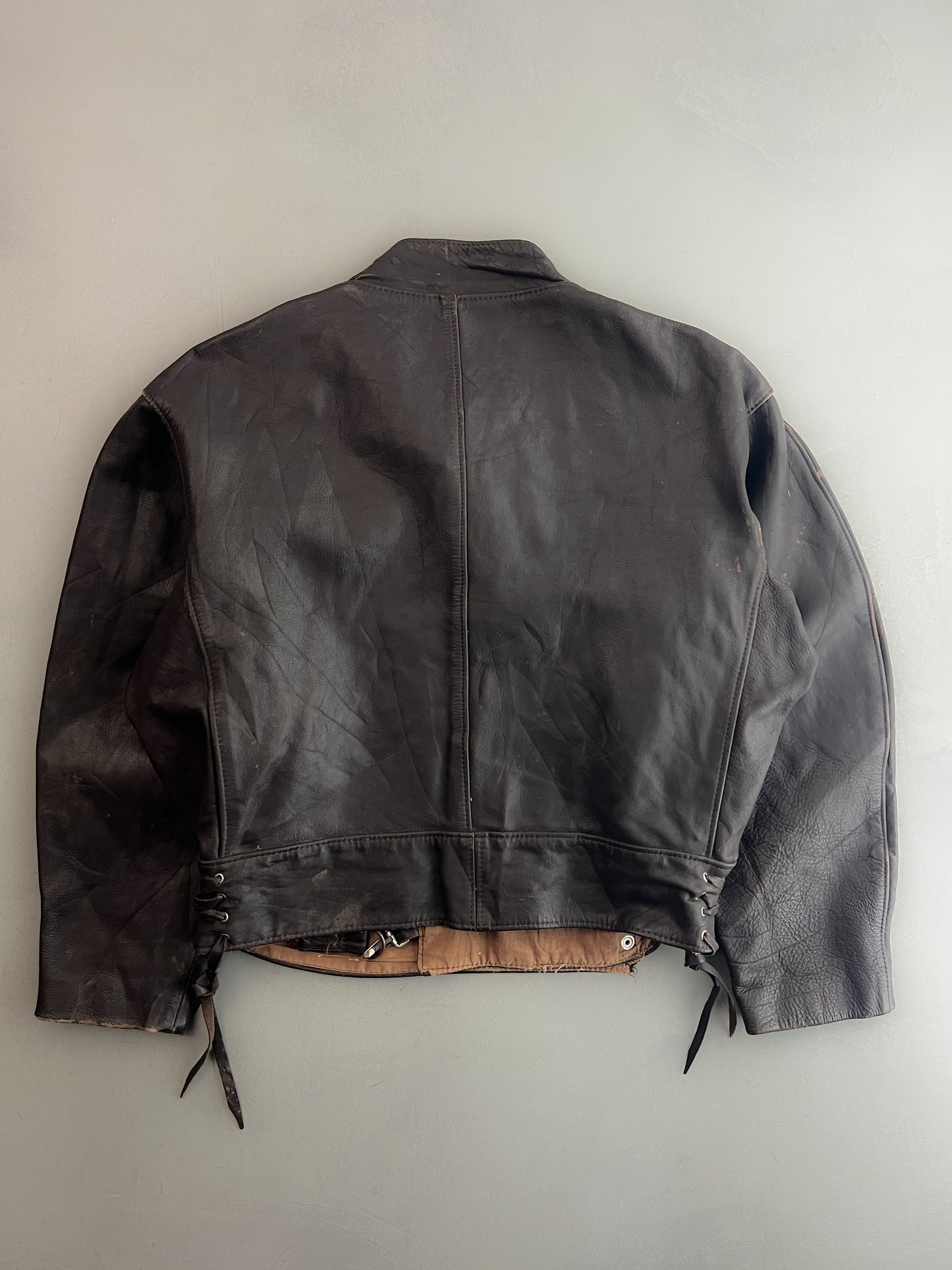 1980's Swedish Army Motorcycle Dispatch Style Leather Jacket [M/L]