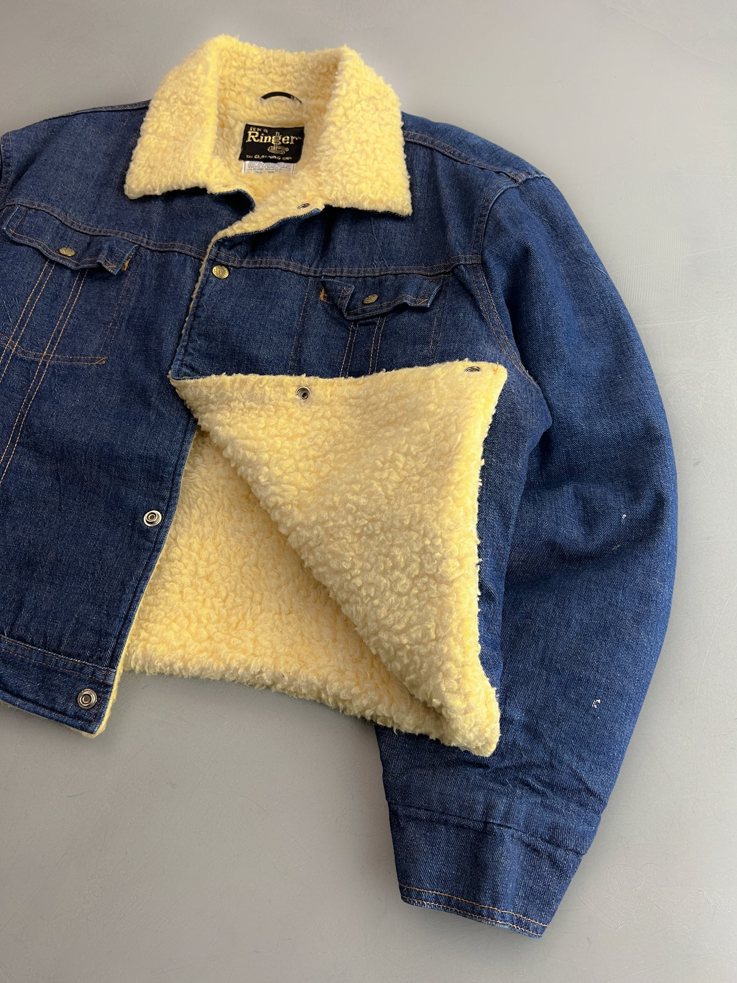 1970's Carters "Watch The Wear" Sherpa Lined Denim Jacket [XL]
