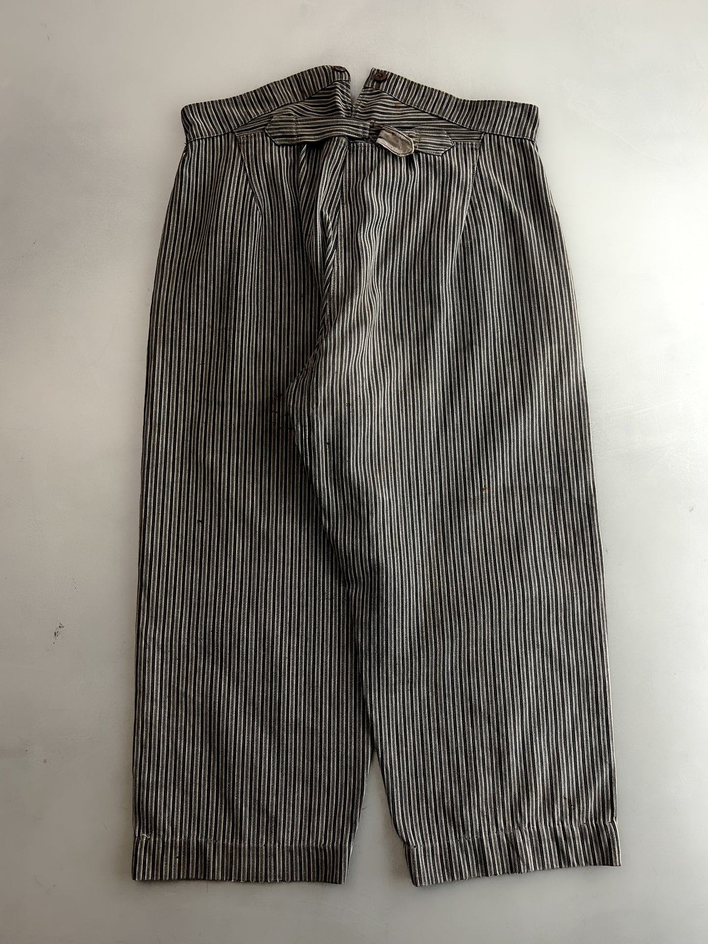 1940's French Buckle Back Striped Work Pants