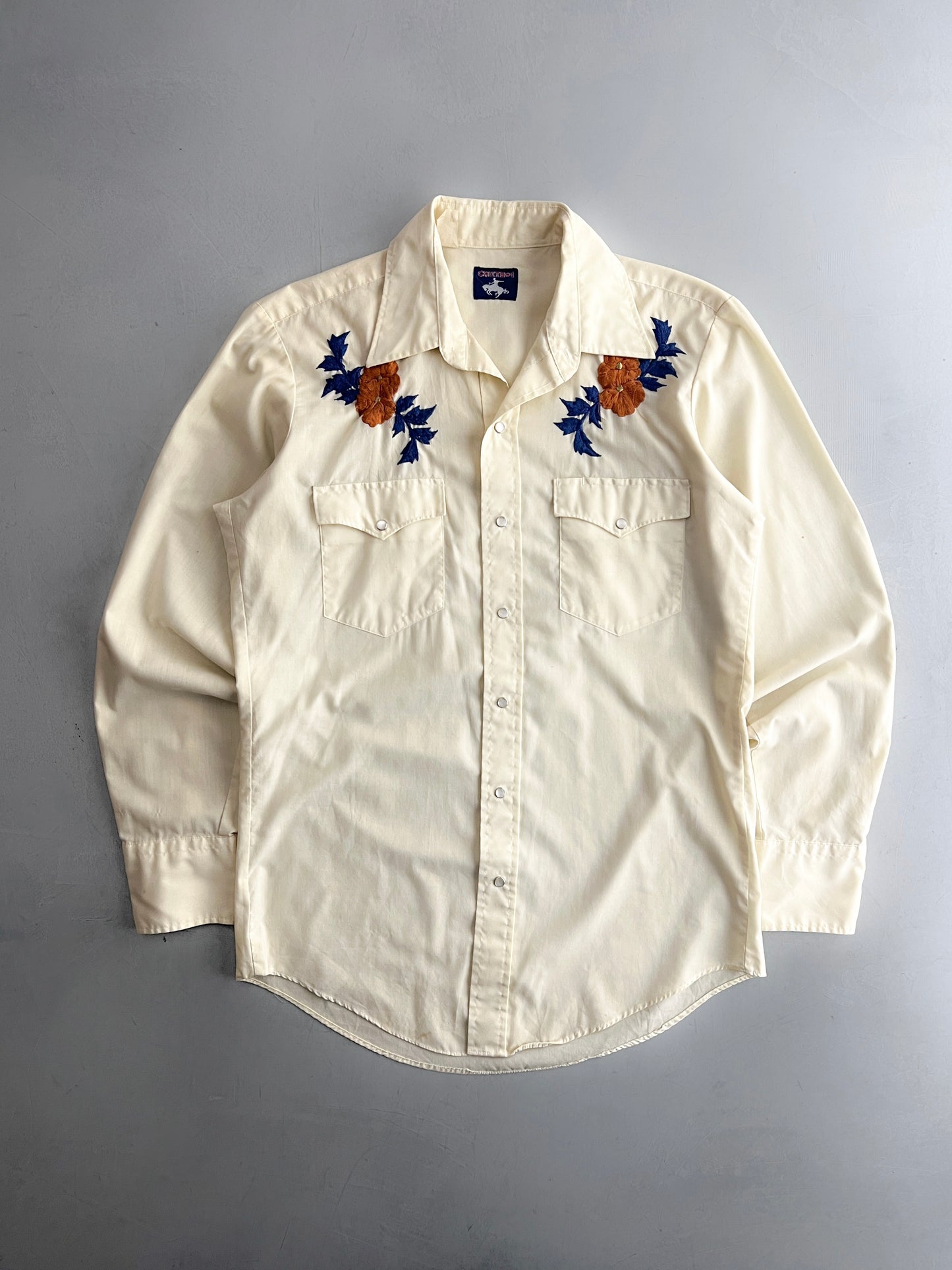 Embroidered Western Pearl Snap Shirt [M]