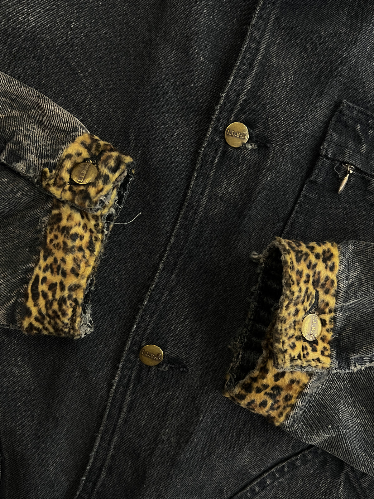 Over Dyed L.L Bean Barn Coat w Leopard Cuff Detailing [XL]