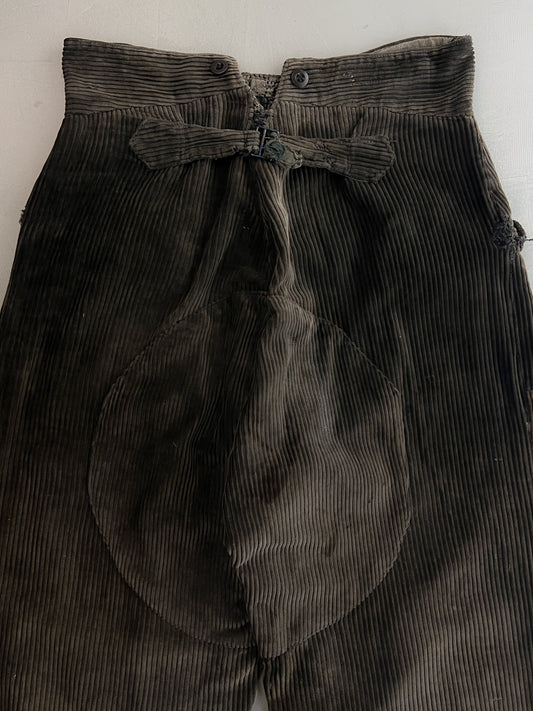 30's/40's French Cord Buckle Back Work Pants [31"]