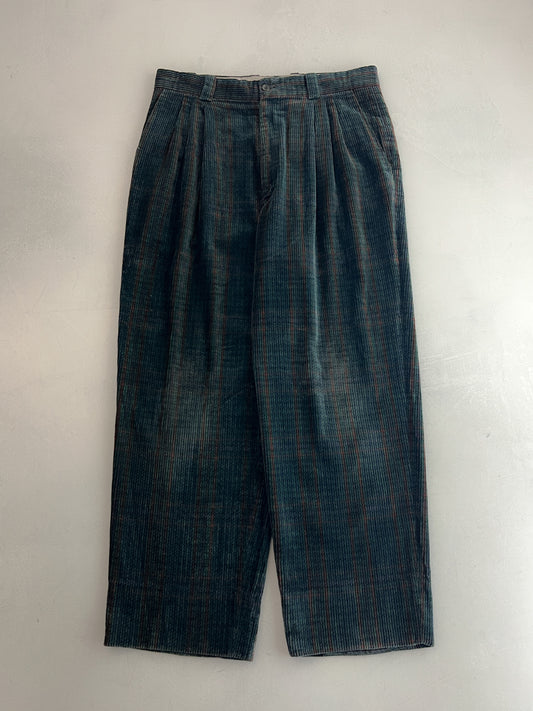 Green Clubs Pleated Cord Pants [31"]