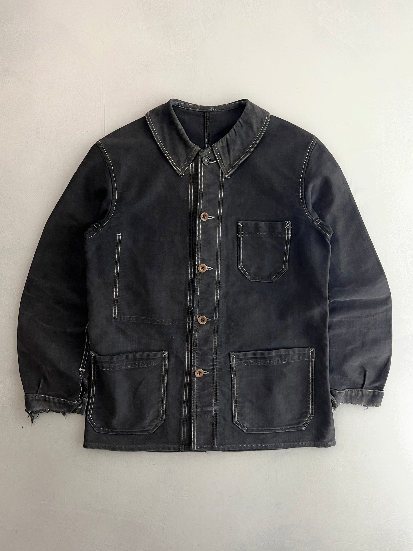 1940's Black French Moleskin Work Jacket [S]
