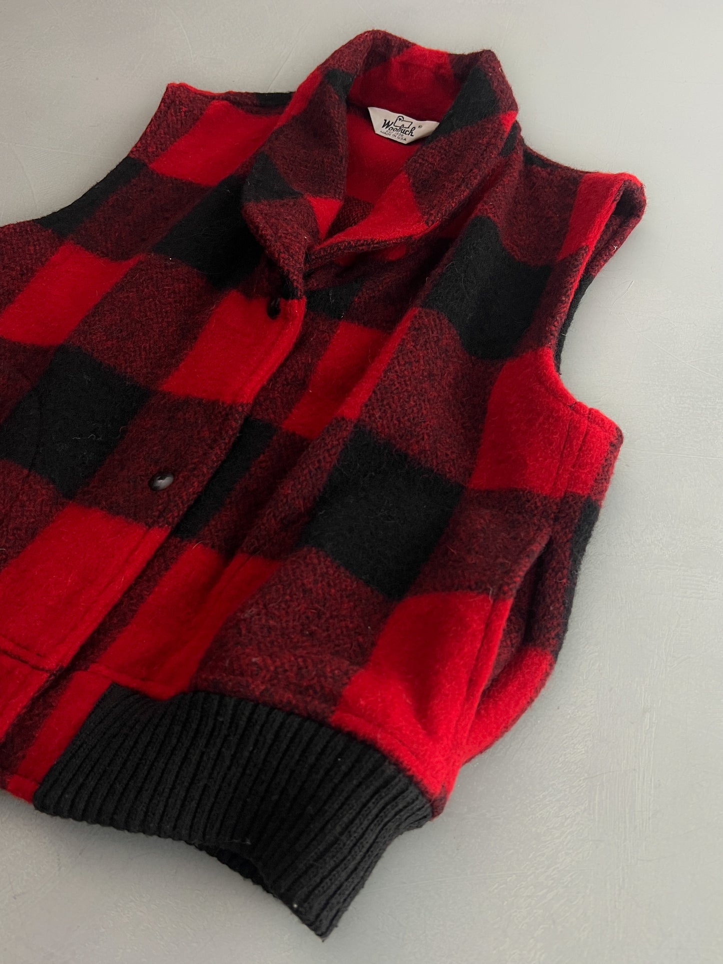 Woolrich Shawl Collar Buffalo Plaid Ves [S]