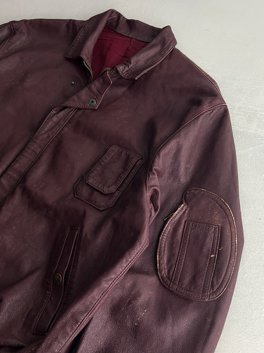 1970's French Leather Utility Jacket [L]