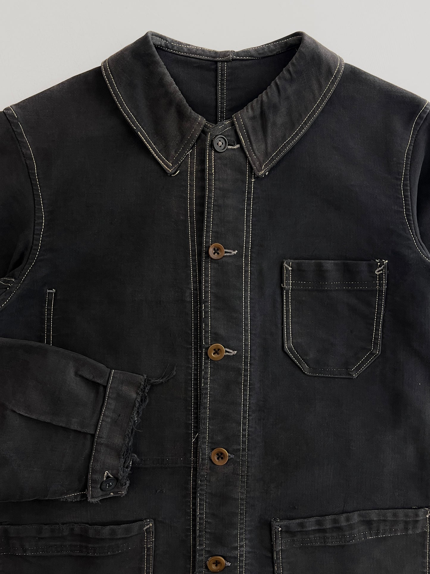 1940's Black French Moleskin Work Jacket [S]