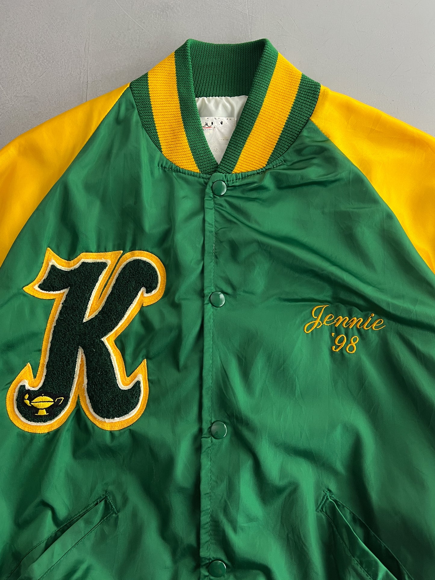 1990's Killian Cheerleaders Satin Bomber Jacket [L]