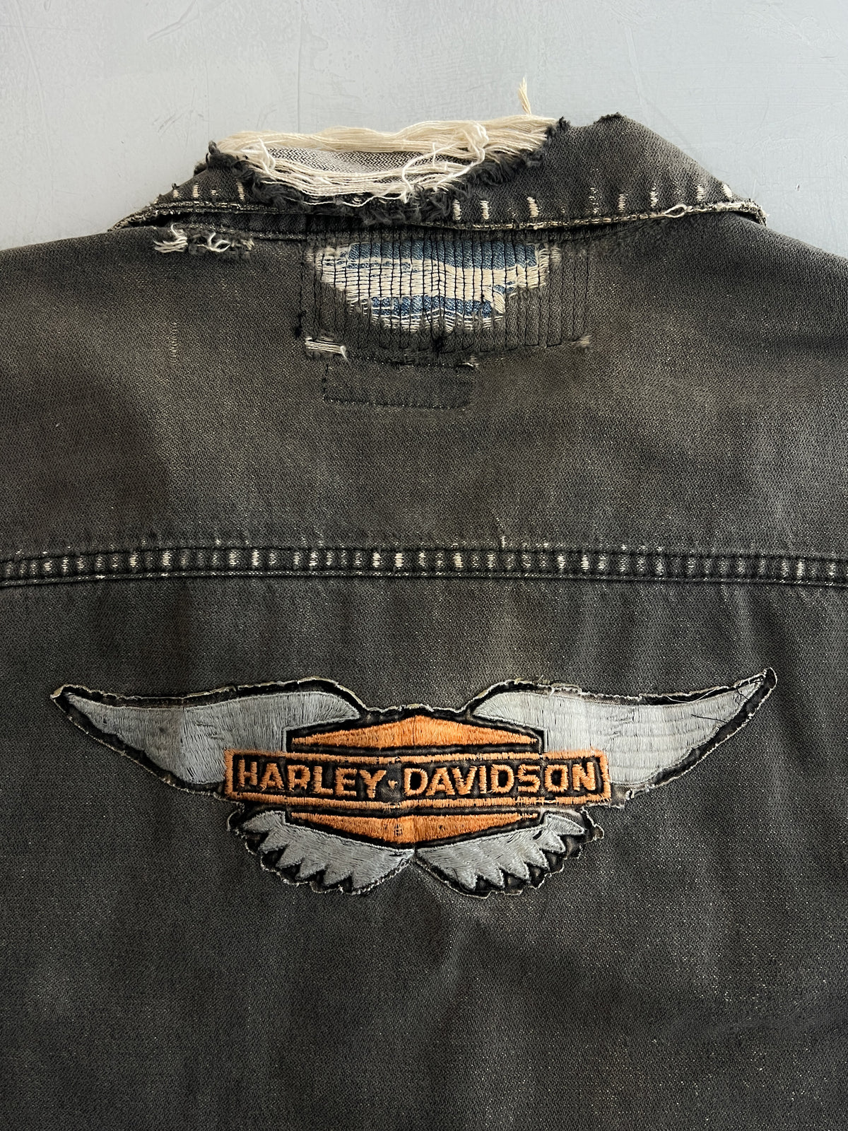 Thrashed Denim Biker Jacket [L/XL]