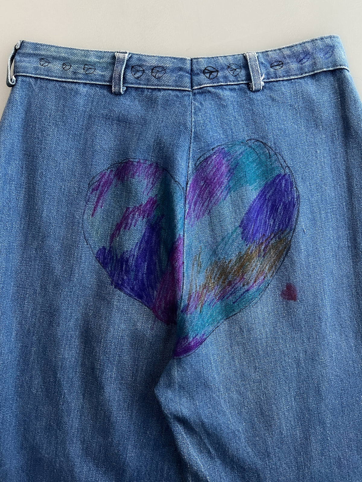 1970's Hand Painted Denim Flares [25"]