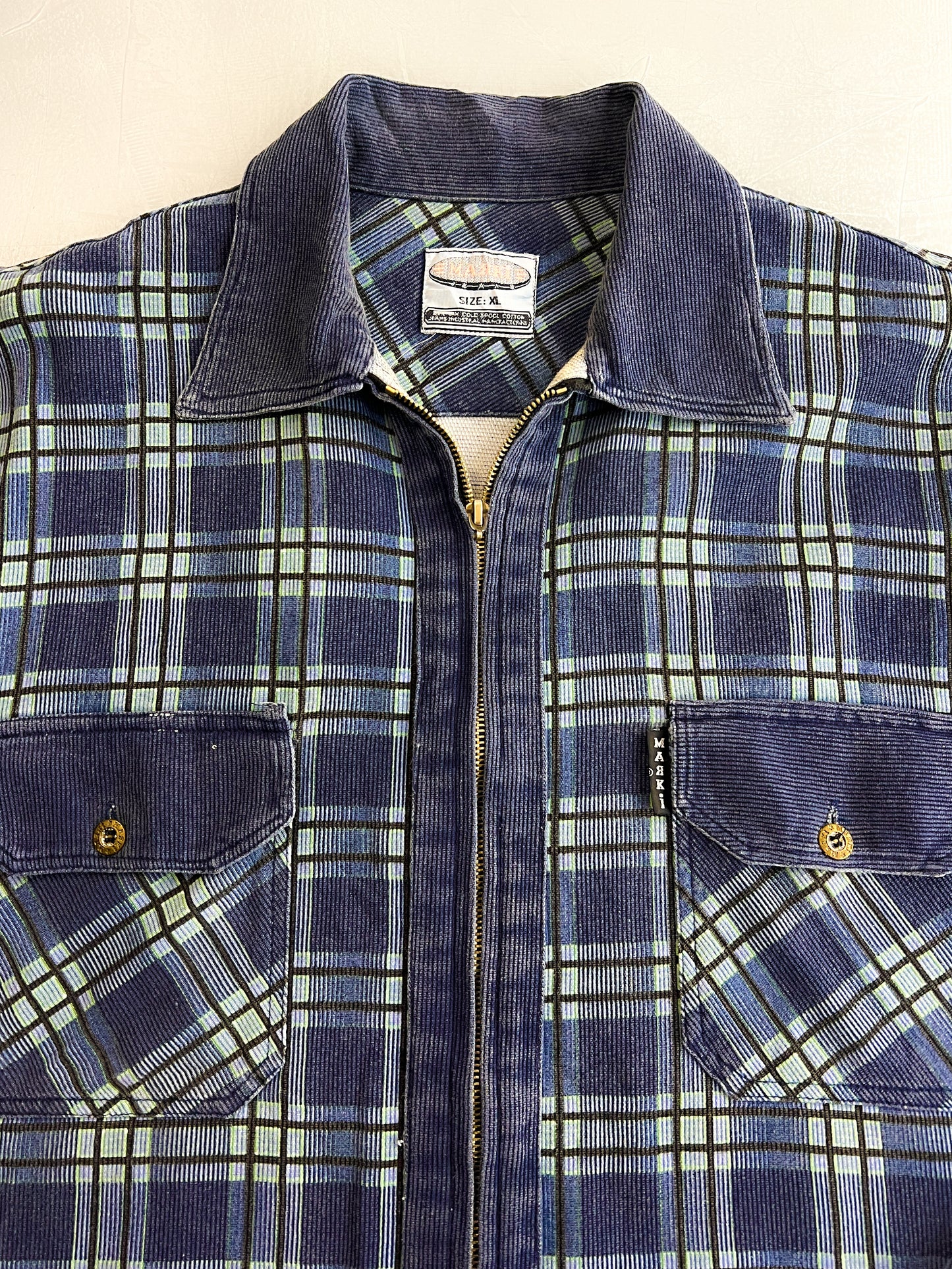 1990's Zip-Up Cord Shirt [L]
