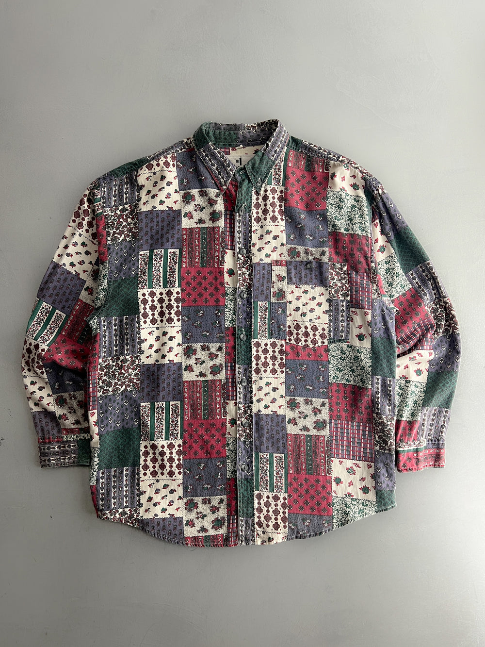 Patchwork Print Corduroy Shirt [L]
