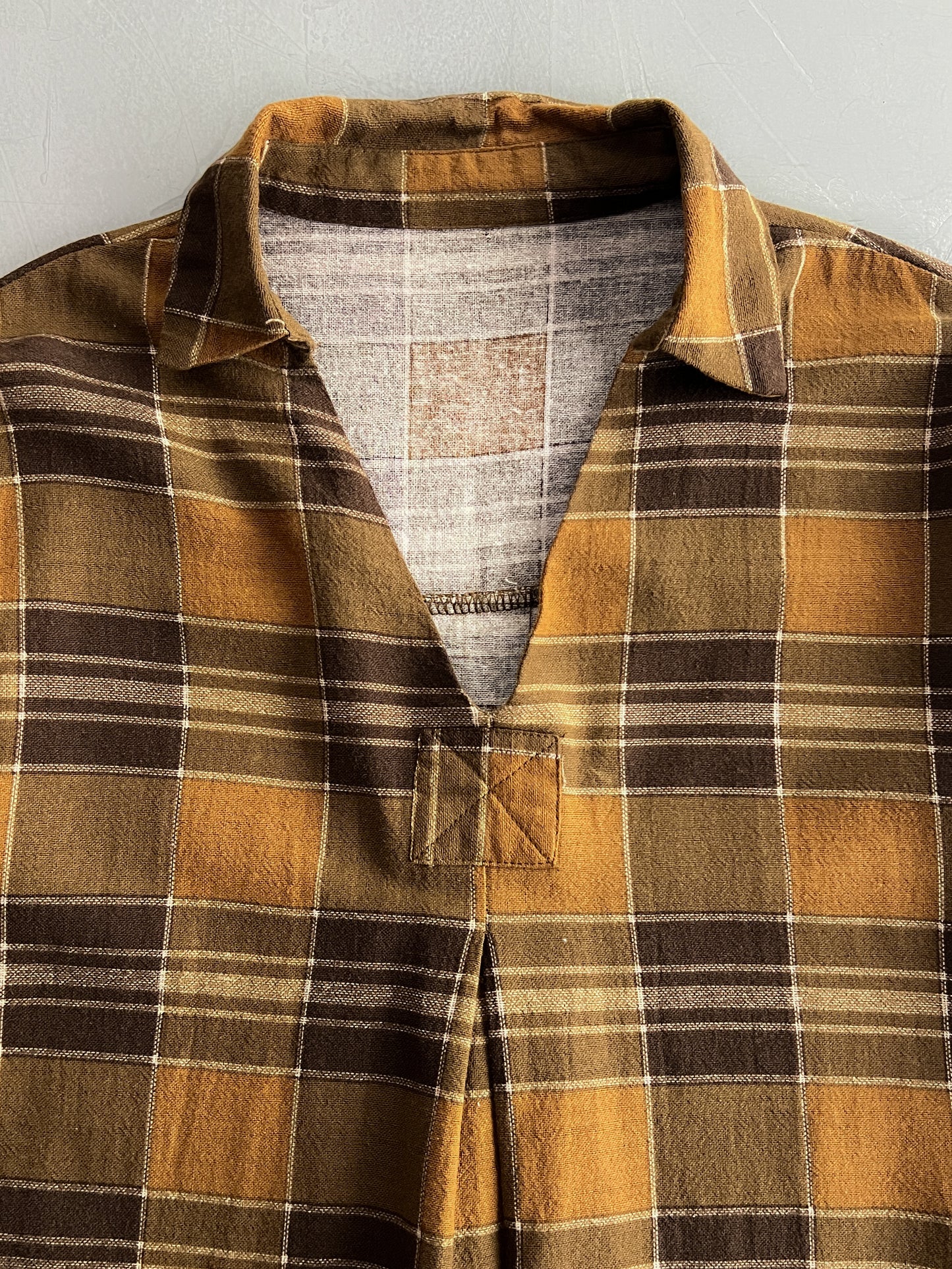 Plaid Pullover Work Smock [S]