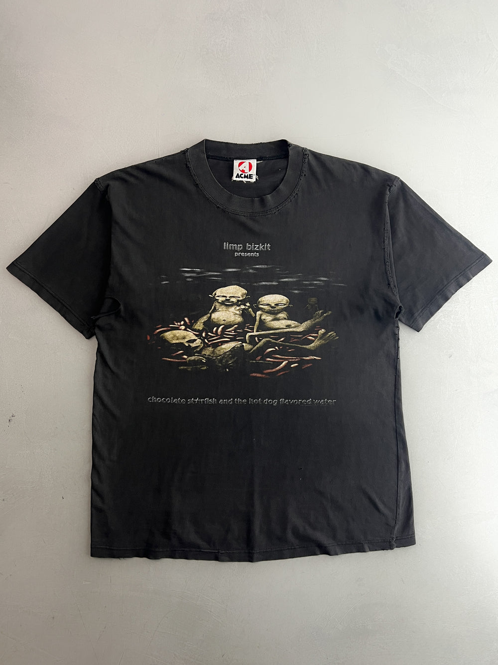 '01 Thrashed Limp Bizkit Chocolate Starfish In Hotdog Flavoured Water Tour Tee [XL]