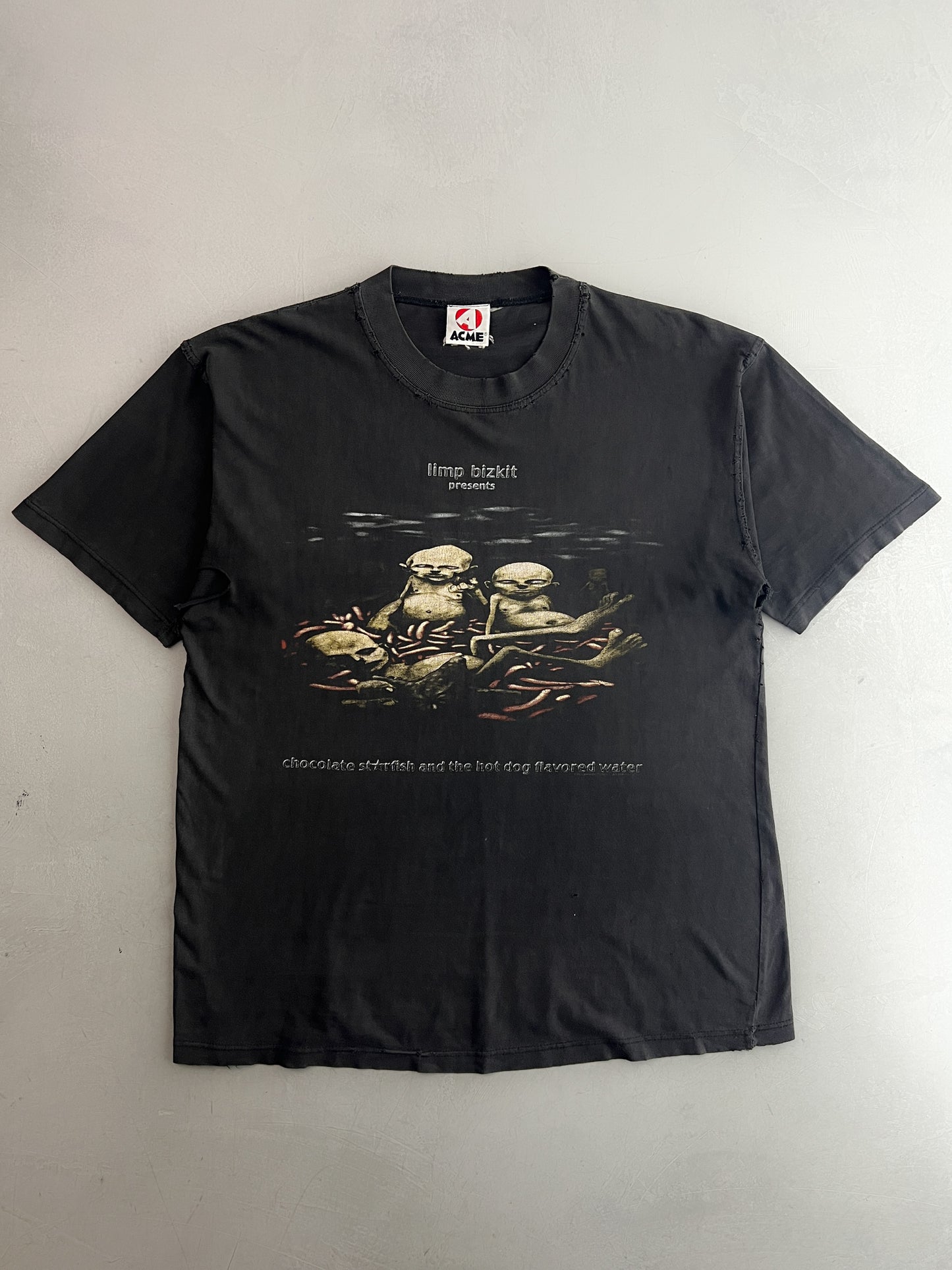 '01 Thrashed Limp Bizkit Chocolate Starfish In Hotdog Flavoured Water Tour Tee [XL]