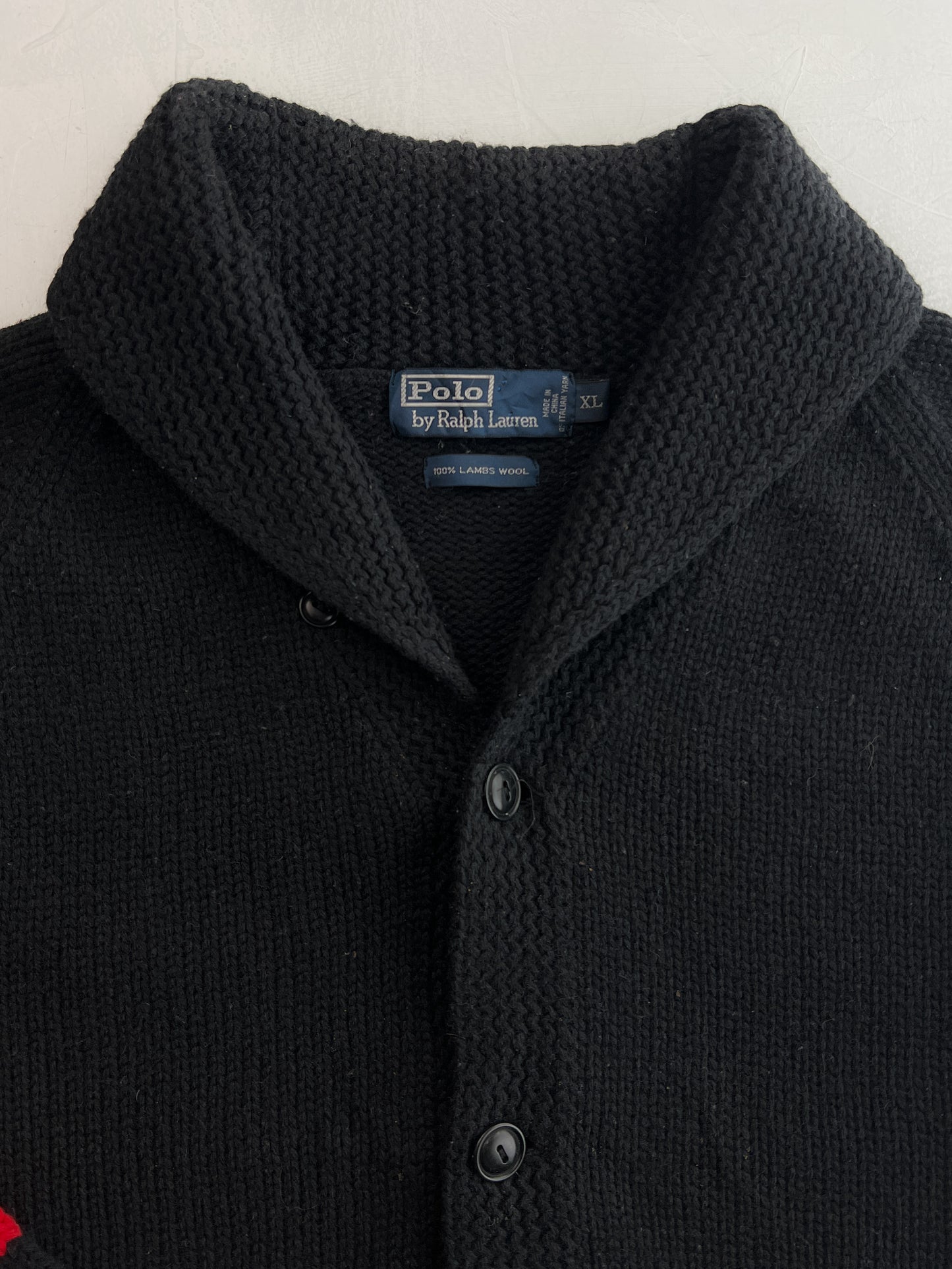 Lambs Wool Polo R.L Shawl Collar Cardigan [XL]