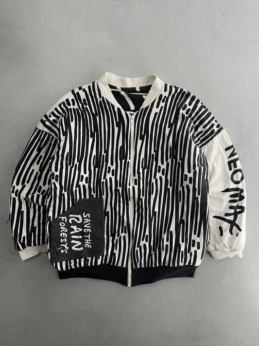 1980's Peter Max Expressionist "Save The Rainforest" Jacket [XL]