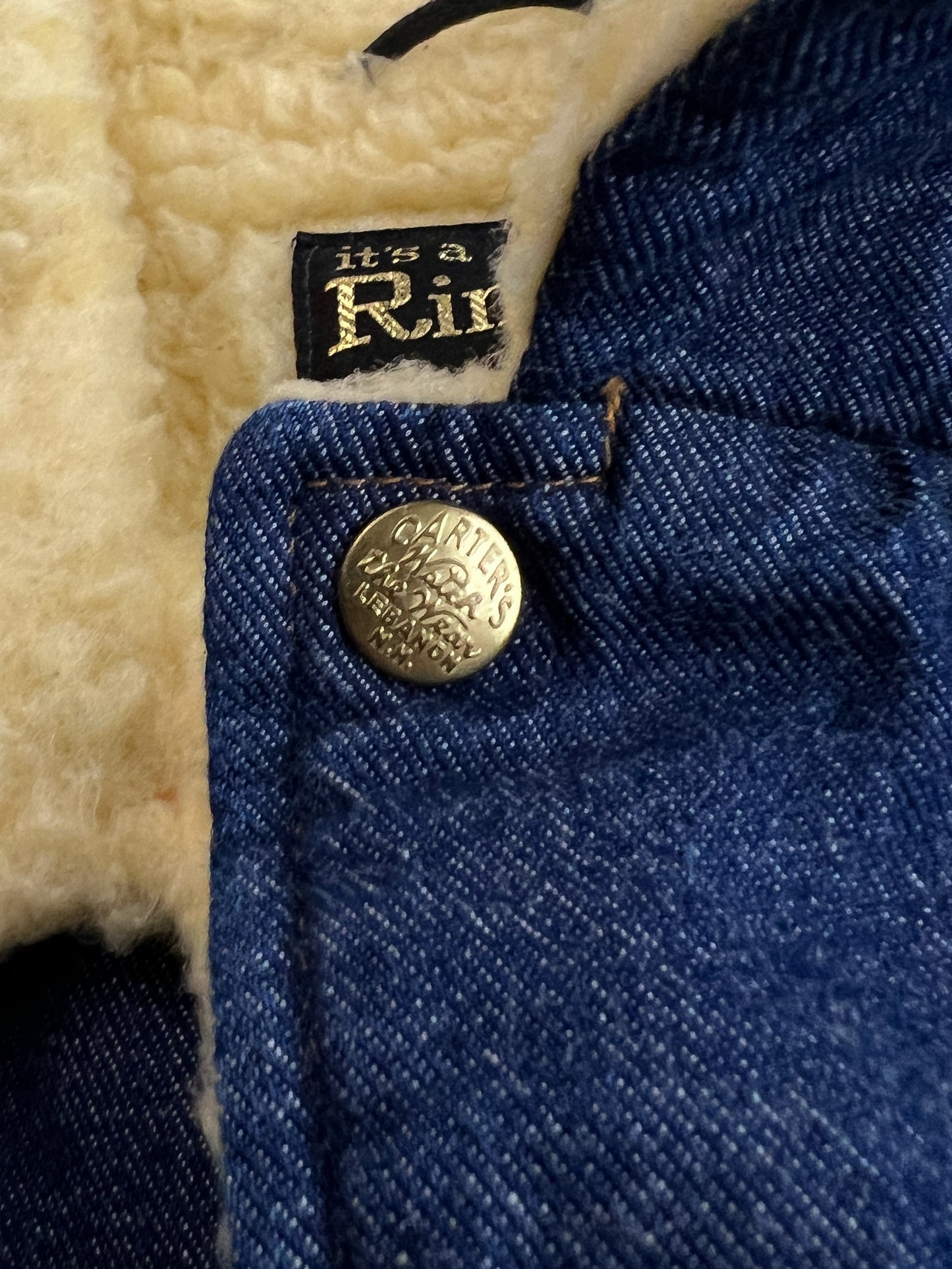 1970's Carters "Watch The Wear" Sherpa Lined Denim Jacket [XL]