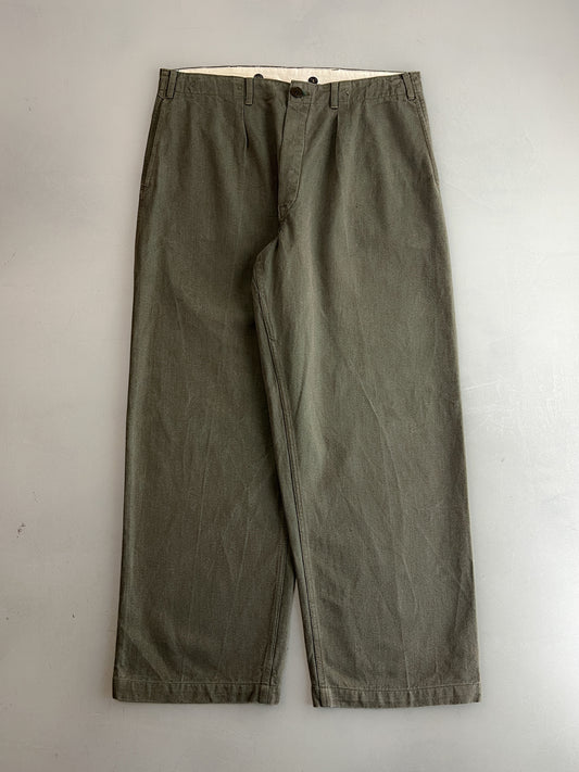 Pleated Salt & Pepper Work Pants [36"]