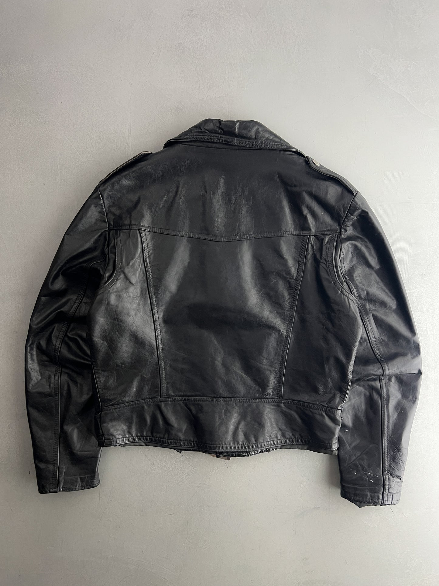D-Pocket Leather Motorcycle Jacket [M]