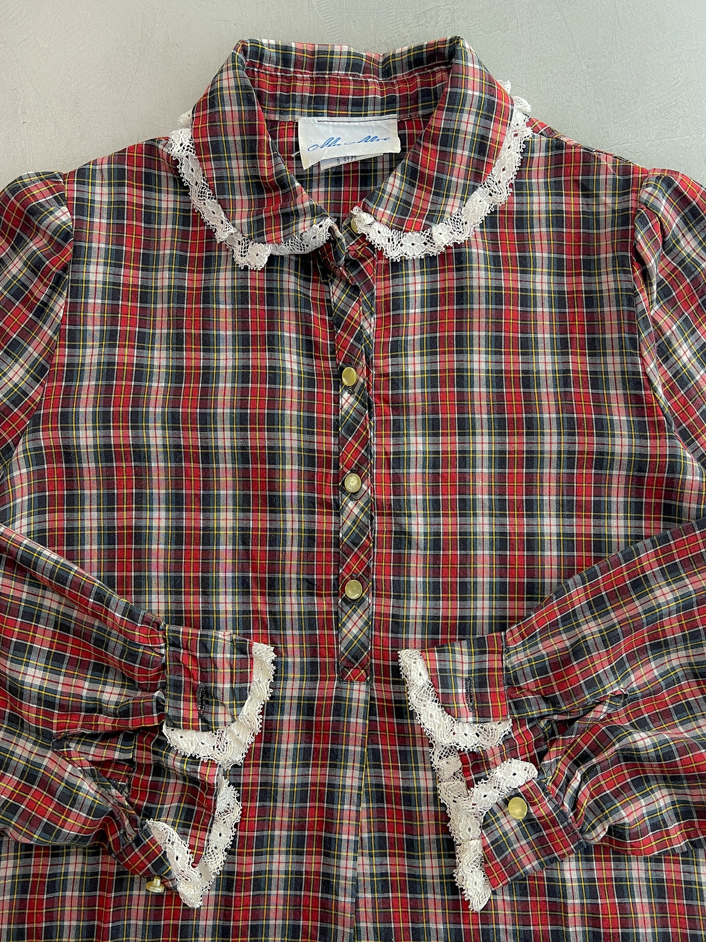 Ma Mère Lace Collar Plaid Blouse [Women's L]