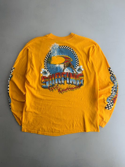 1970's 'Get Radical' Long Sleeve Pocket Tee [L]