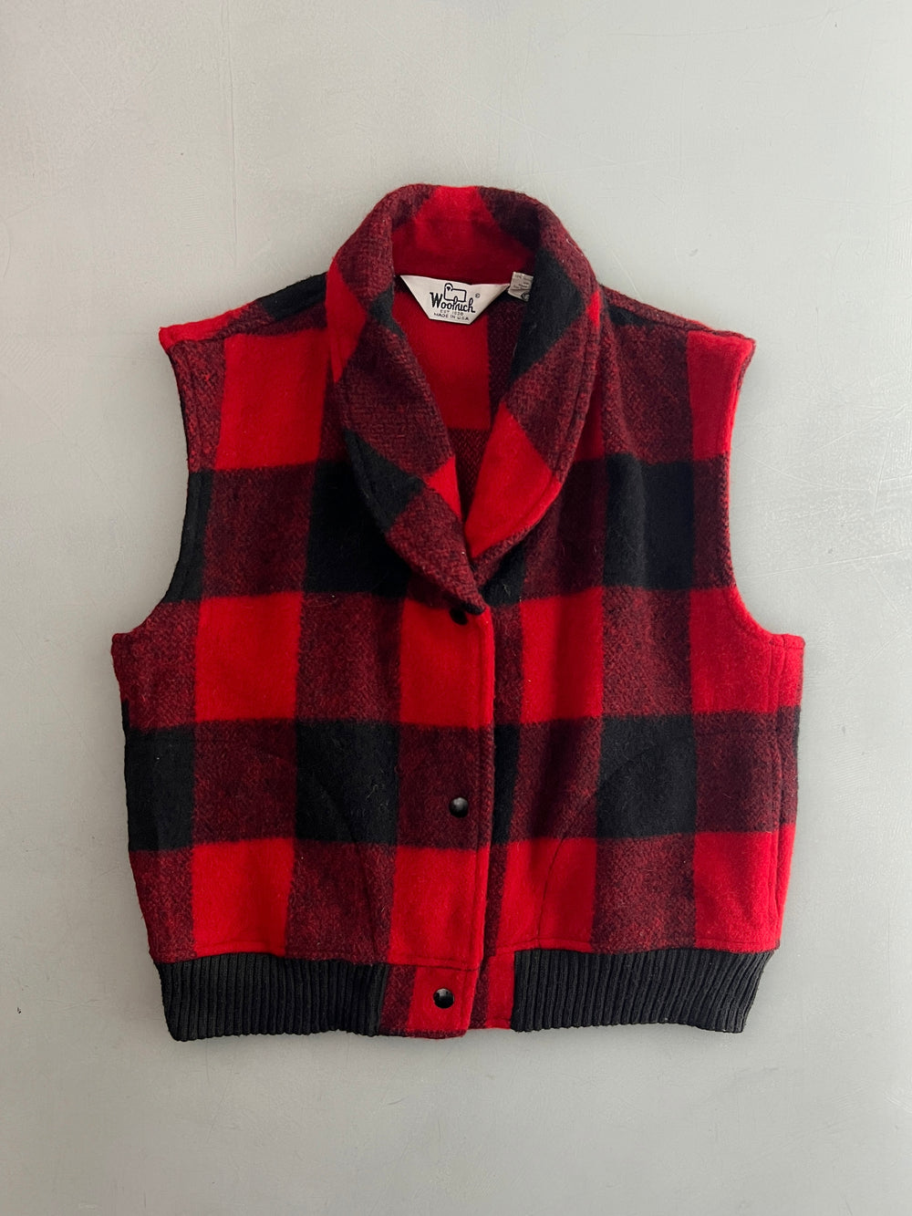 Woolrich Shawl Collar Buffalo Plaid Ves [S]