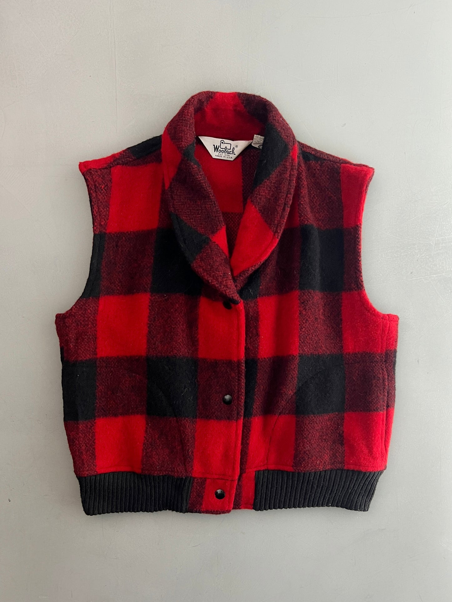 Woolrich Shawl Collar Buffalo Plaid Ves [S]