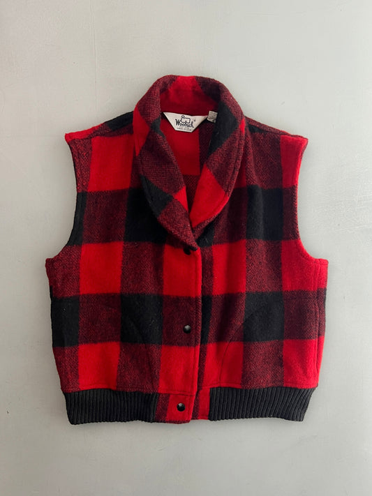 Woolrich Shawl Collar Buffalo Plaid Ves [S]