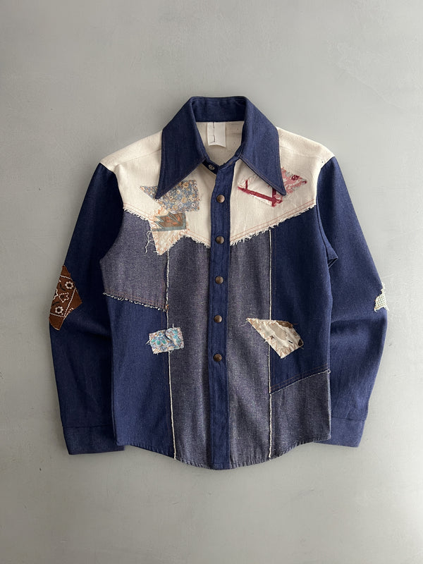 Patchwork Denim Western Shirt [S]