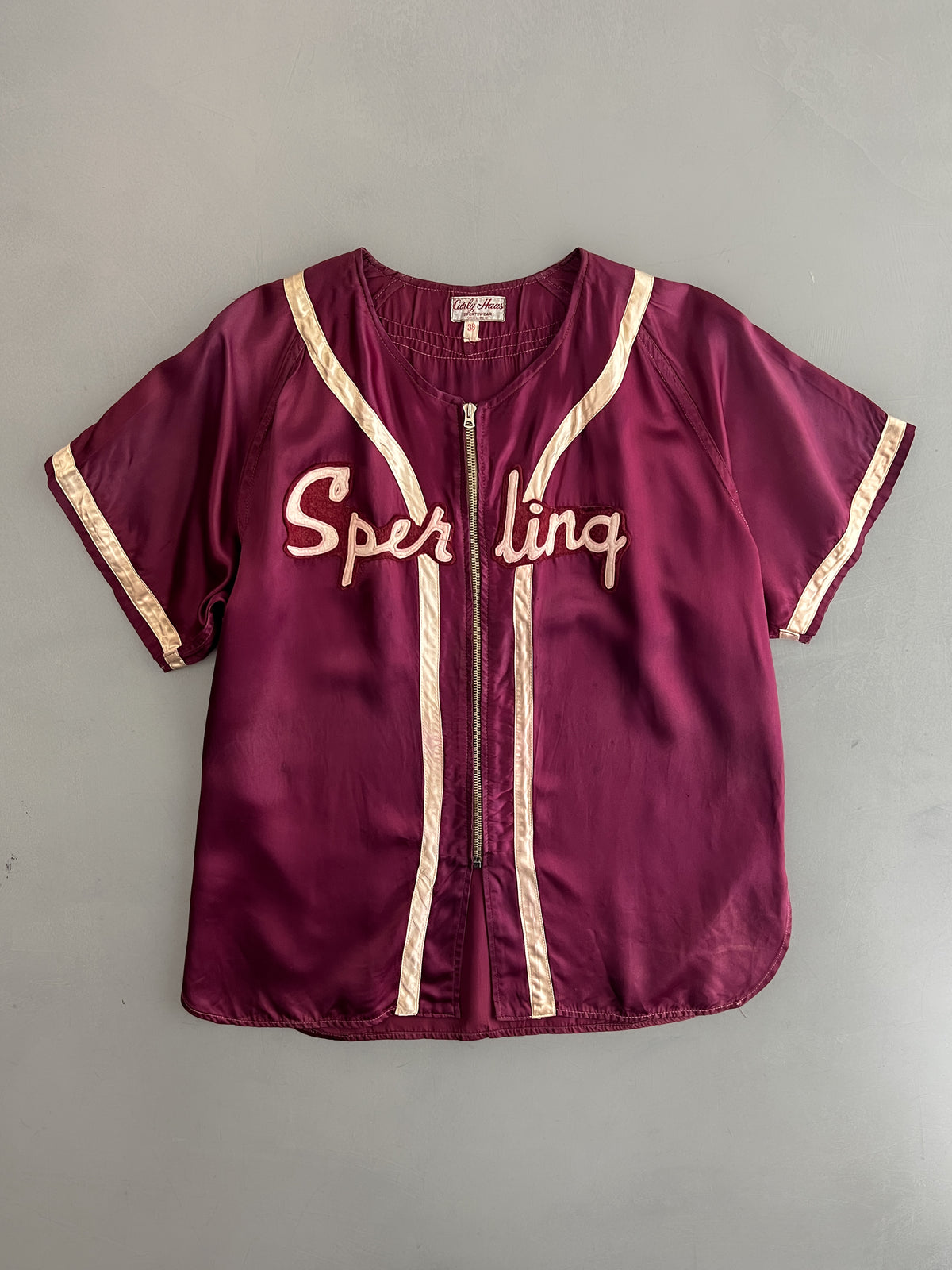 1950's Curly Haas "Sperling" Satin Baseball Jersey [M]