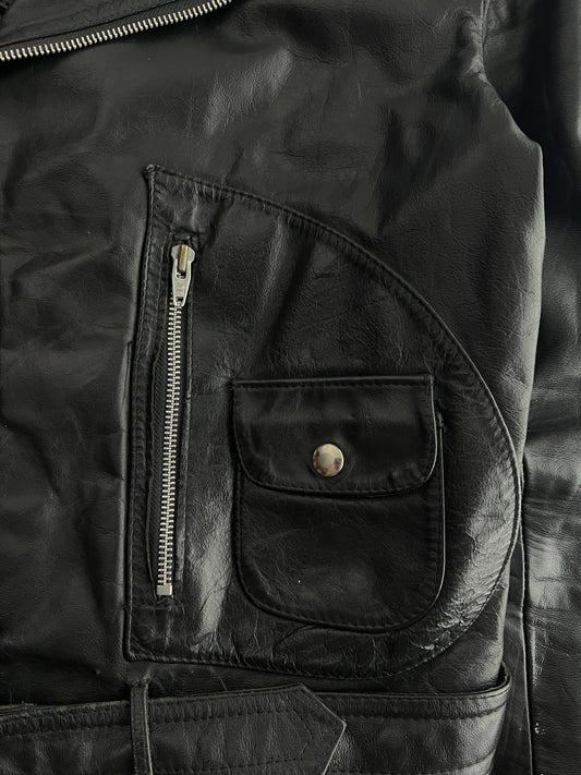 D-Pocket Leather Motorcycle Jacket [M]