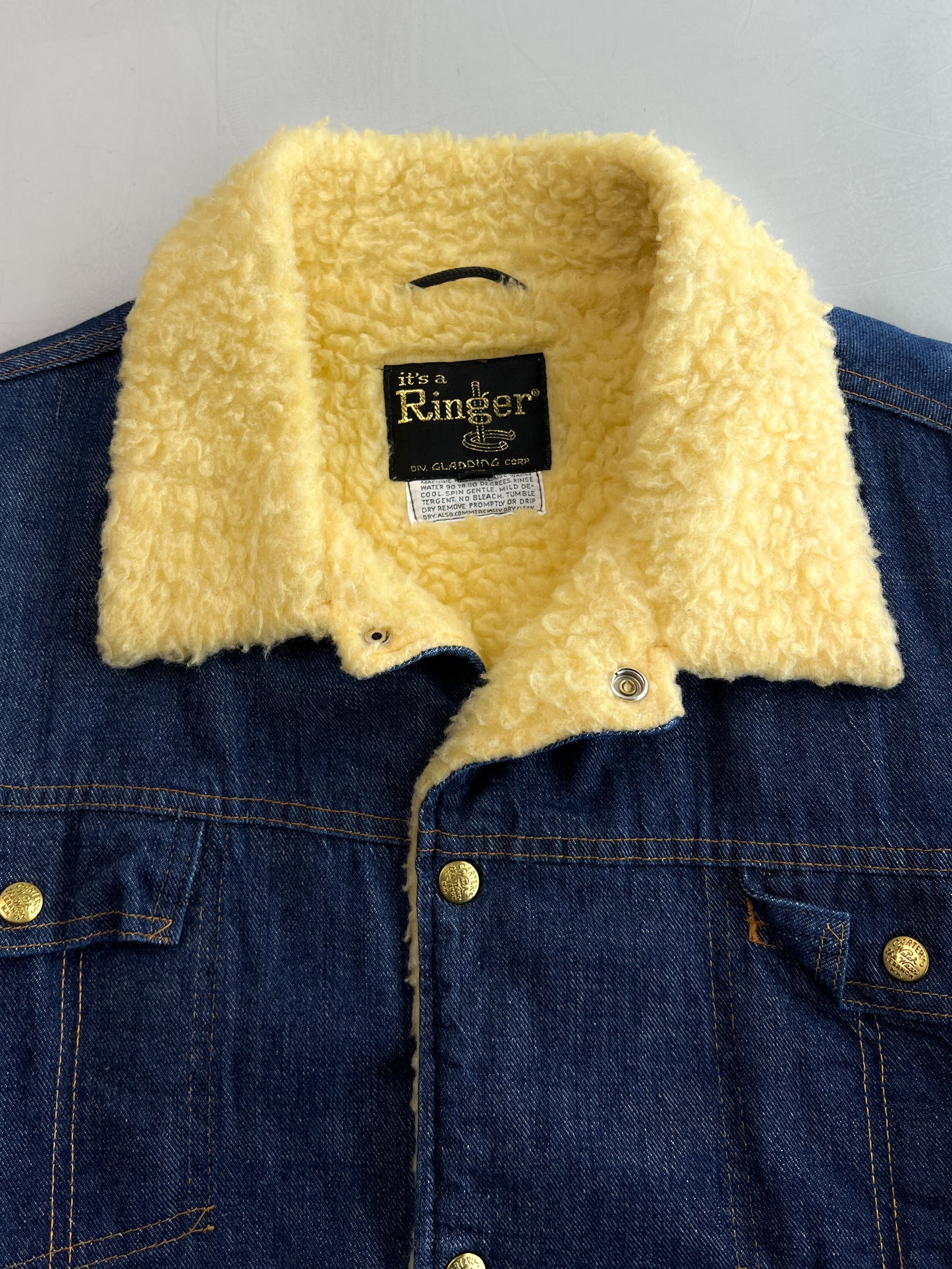 1970's Carters "Watch The Wear" Sherpa Lined Denim Jacket [XL]