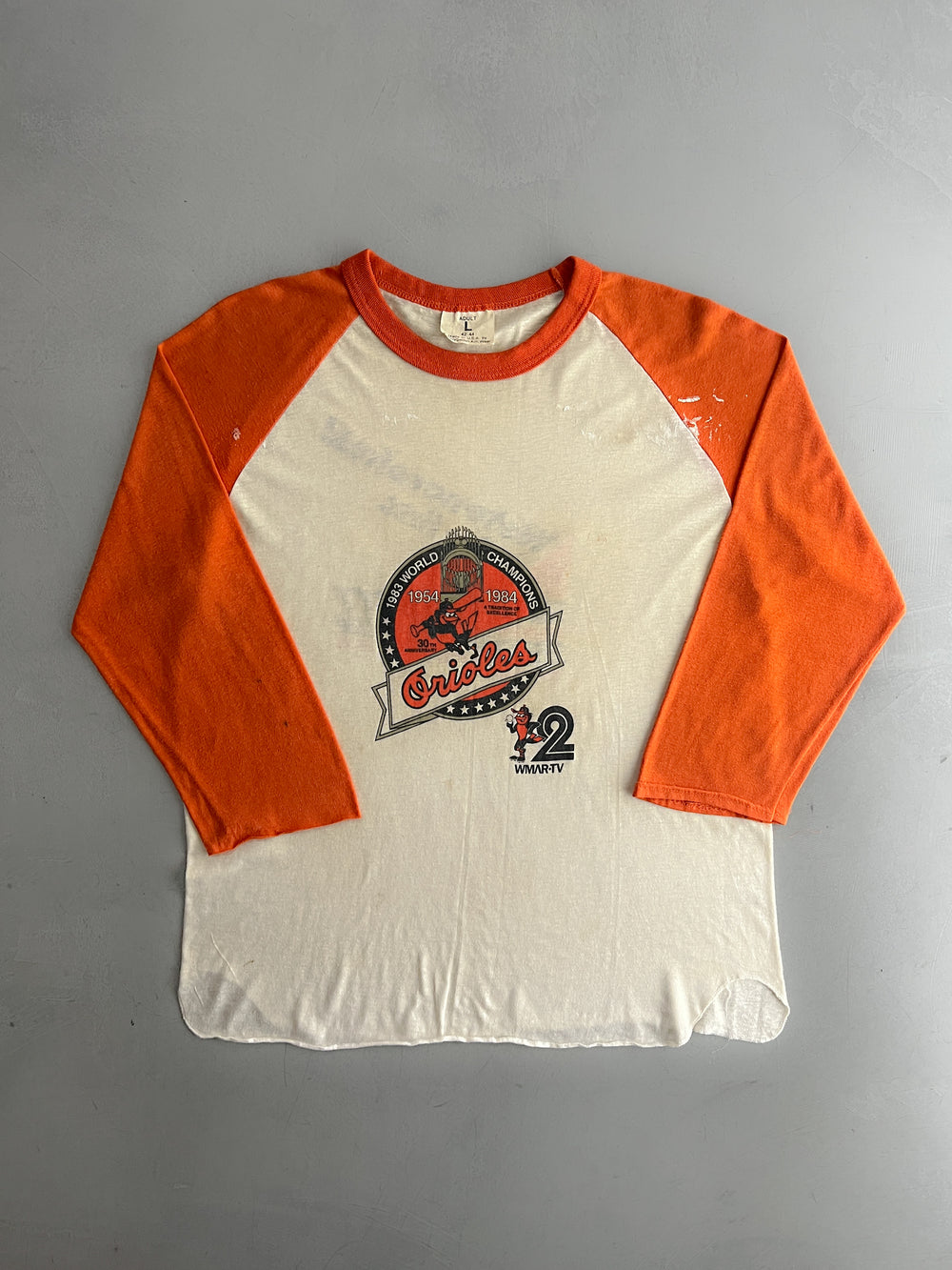 Thrashed 1980's Orioles Raglan Tee [L]