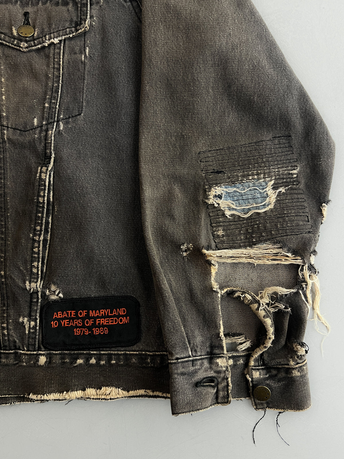 Thrashed Denim Biker Jacket [L/XL]