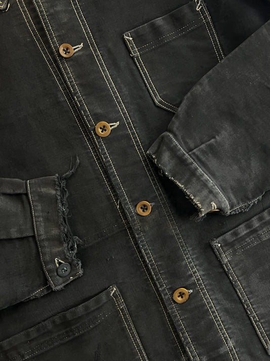 1940's Black French Moleskin Work Jacket [S]