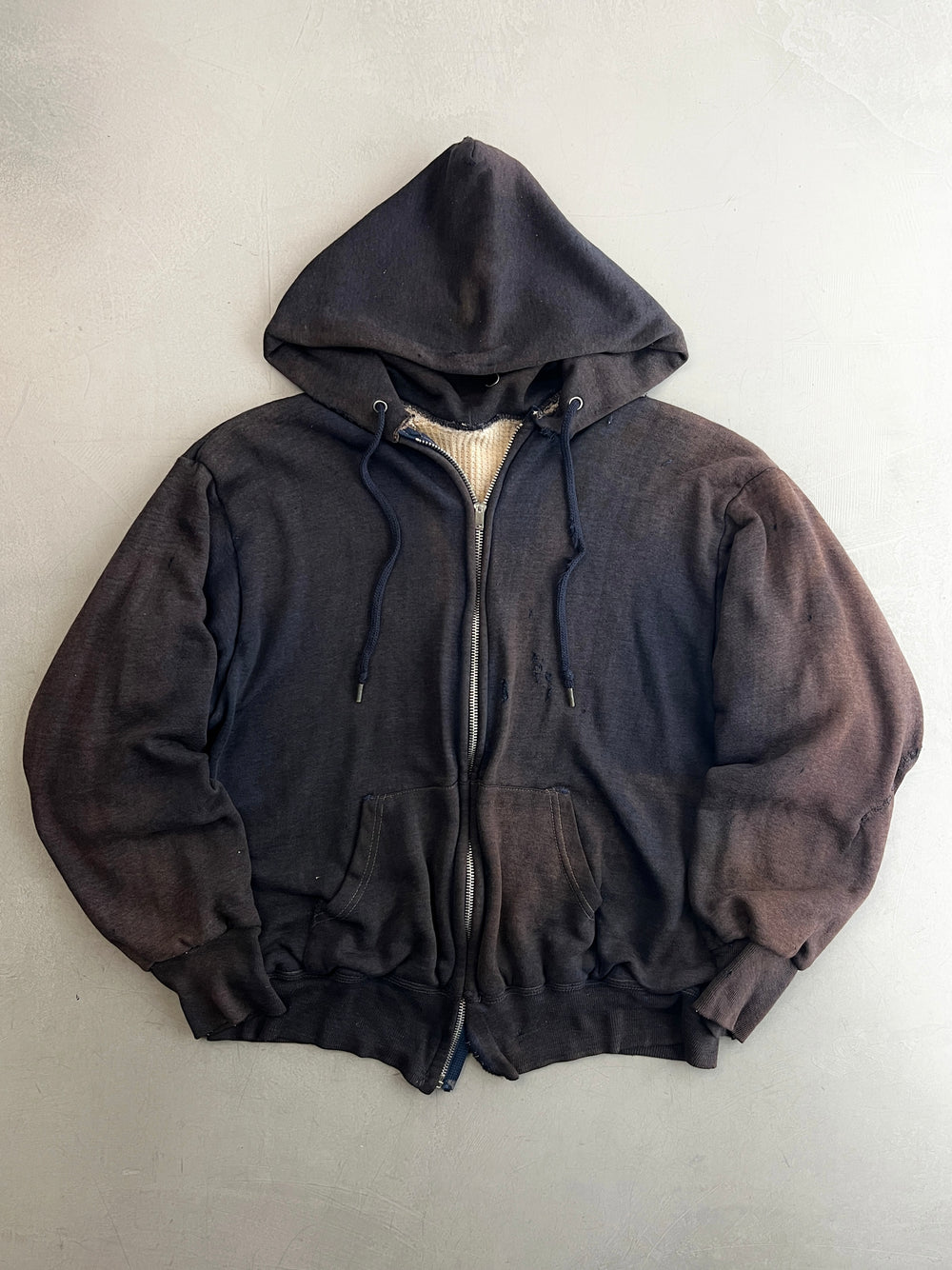 60’s/70’s Thrashed Thermal Lined Zip Hoodie [M]