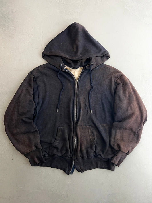 60’s/70’s Thrashed Thermal Lined Zip Hoodie [M]