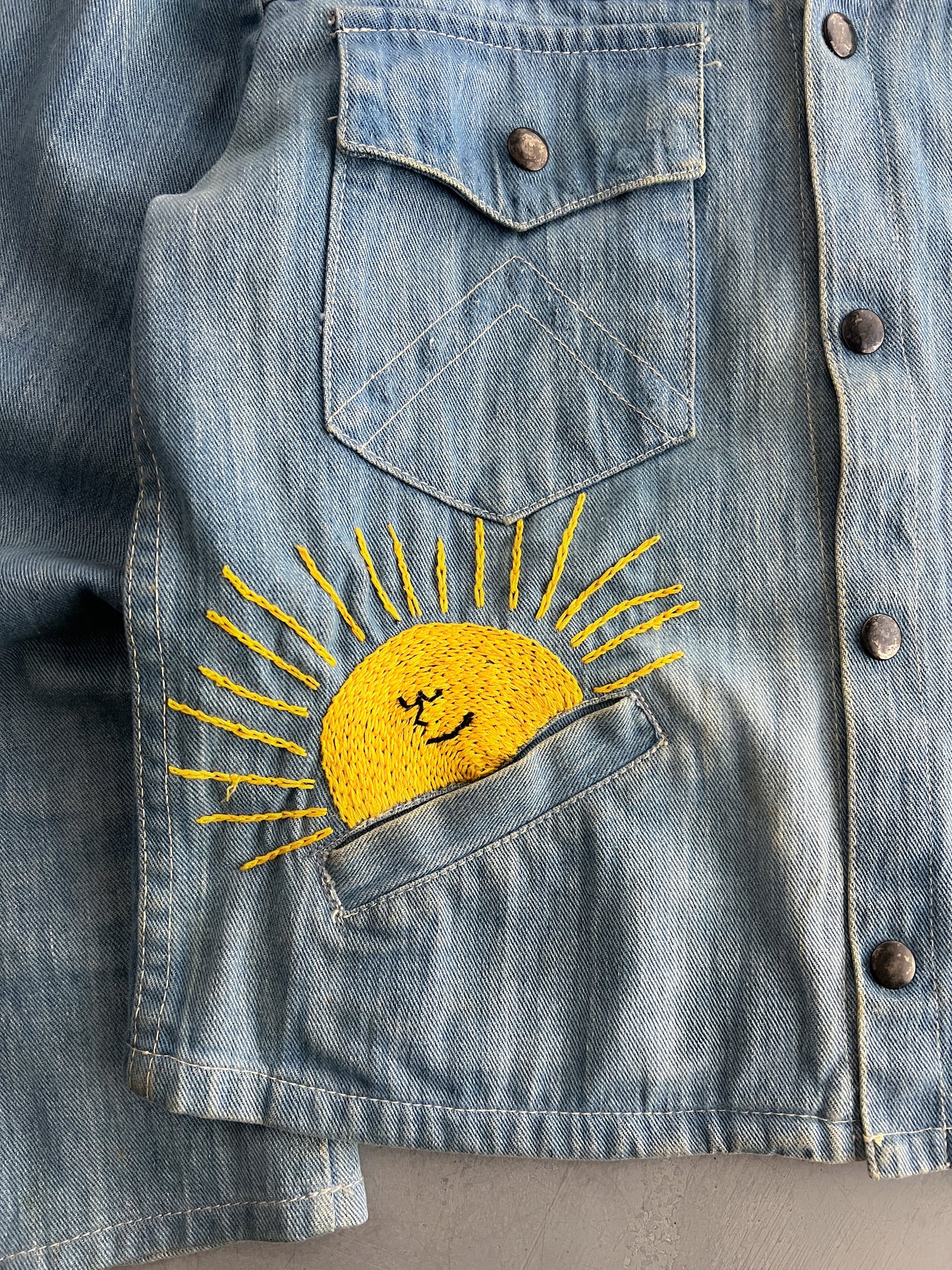 1970's Hand Embroidered Studded Denim Jacket [S]