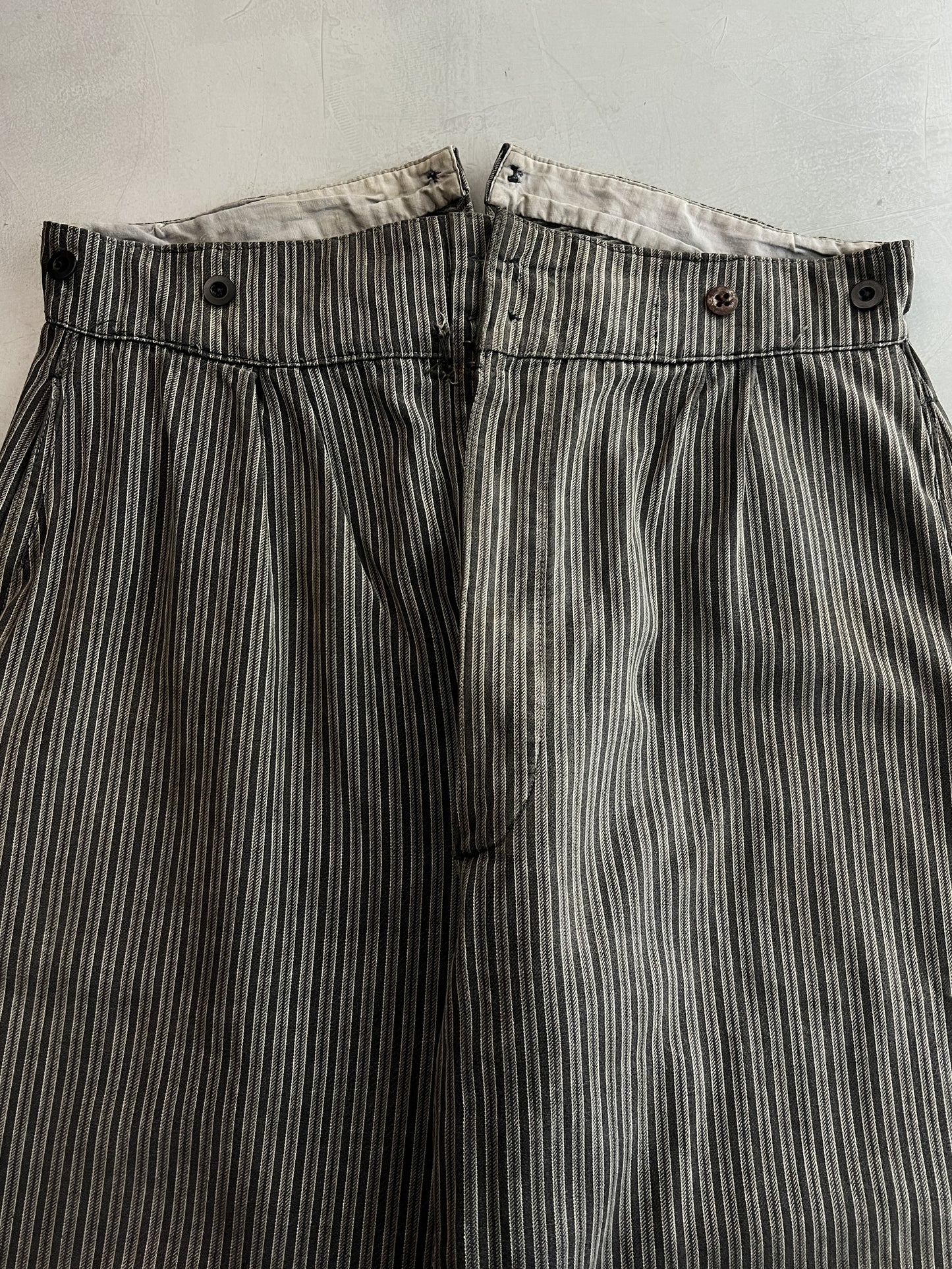 1940's French Buckle Back Striped Work Pants