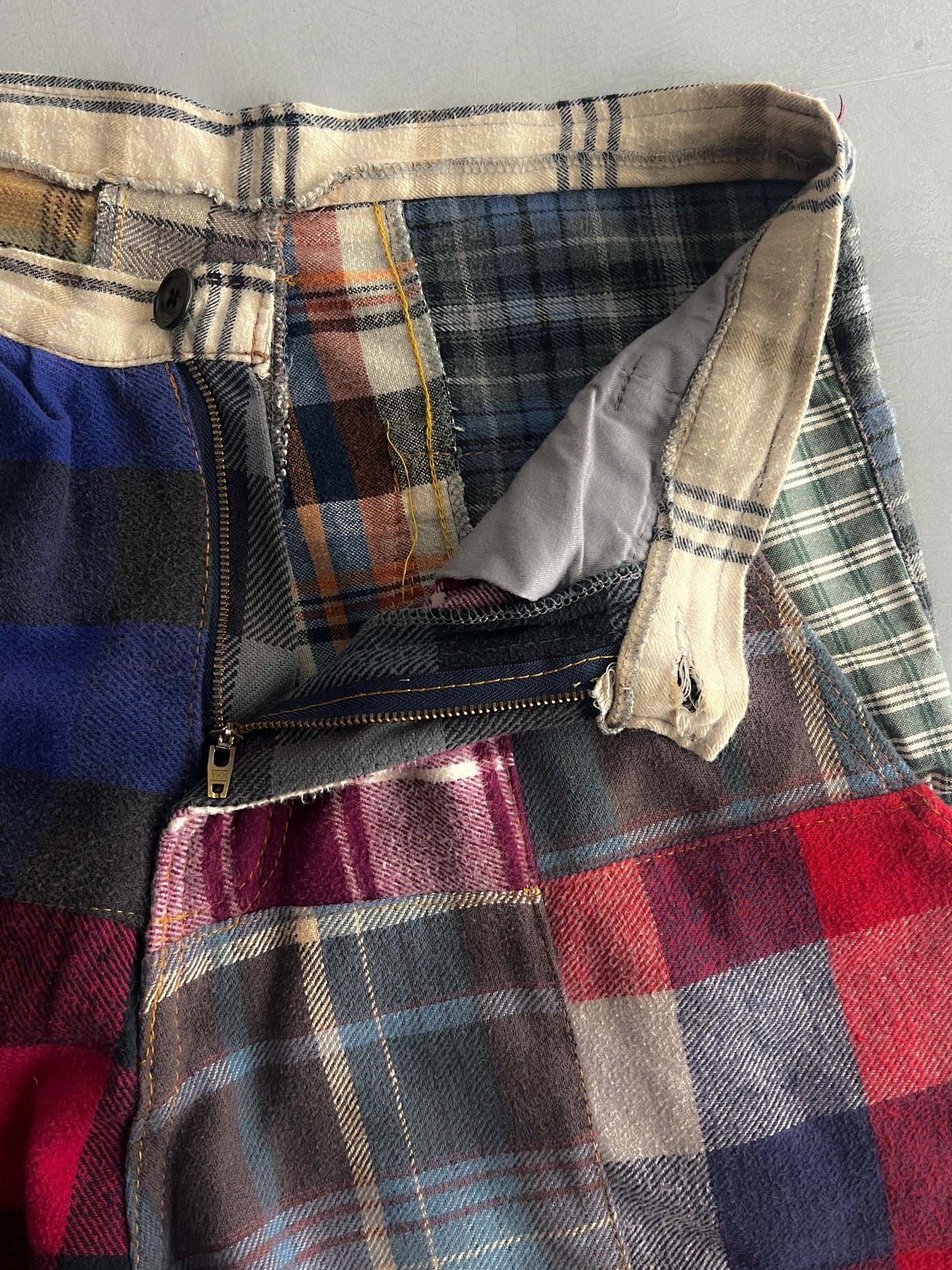 Handmade Patchwork Plaid Pants [28"]