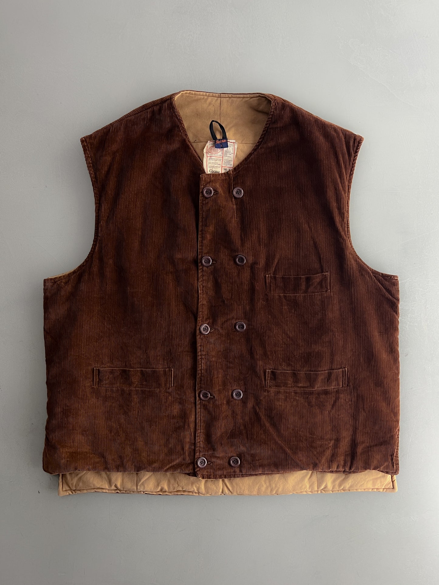 1960's French Corduroy Lined Work Vest [XL]