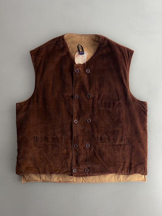 1960's French Corduroy Lined Work Vest [XL]