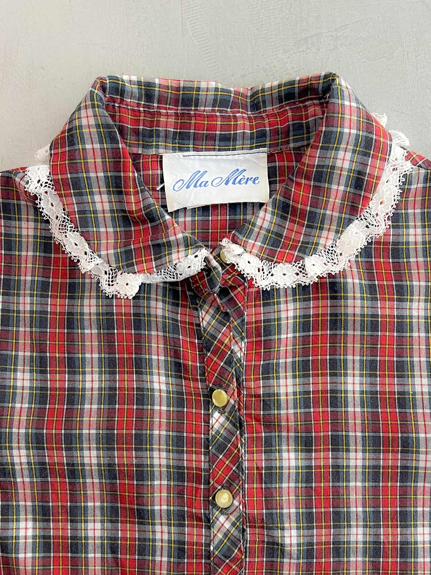 Ma Mère Lace Collar Plaid Blouse [Women's L]