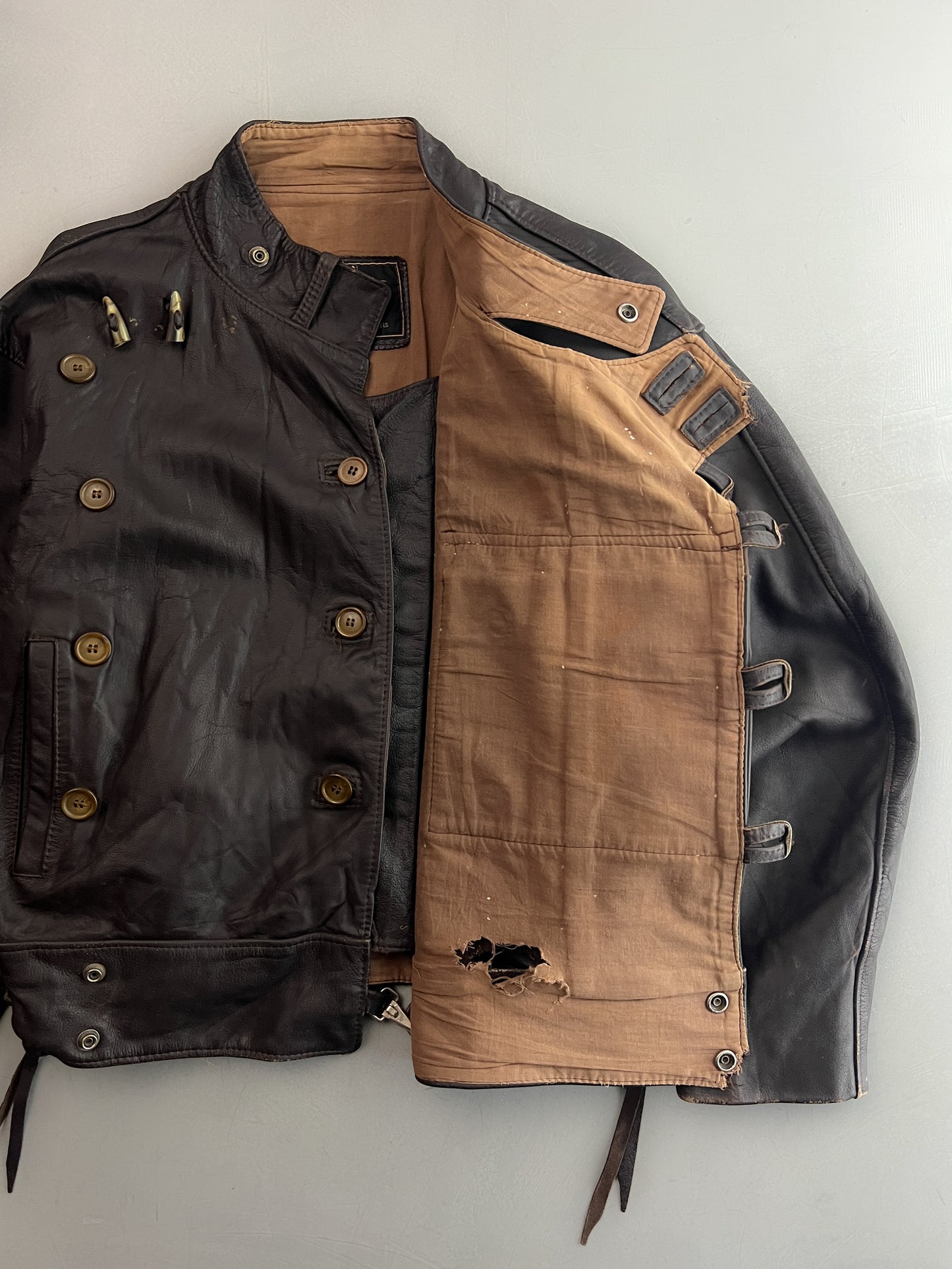 1980's Swedish Army Motorcycle Dispatch Style Leather Jacket [M/L]