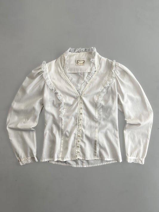 1970's Gunnies By Gunnie Sax Lace Blouse [Women's S]