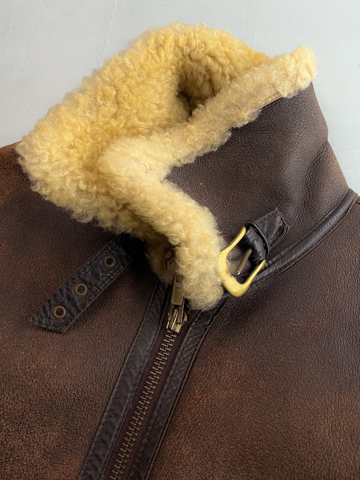 1980's British B-3 Style Shearling Flight Jacket [L]